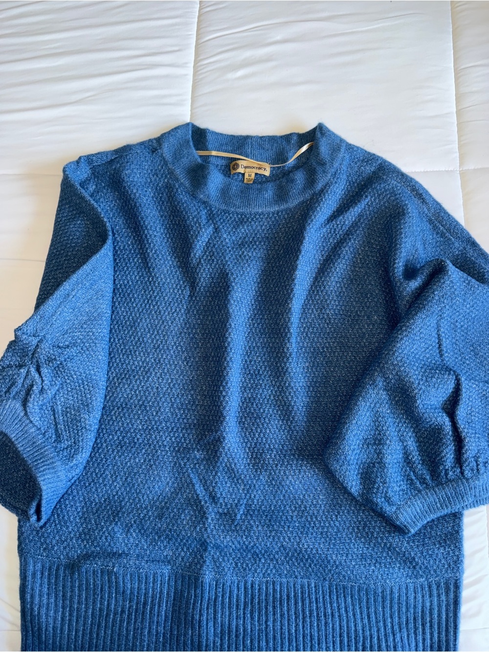 Democracy Men's Textured Blue Crewneck Sweater